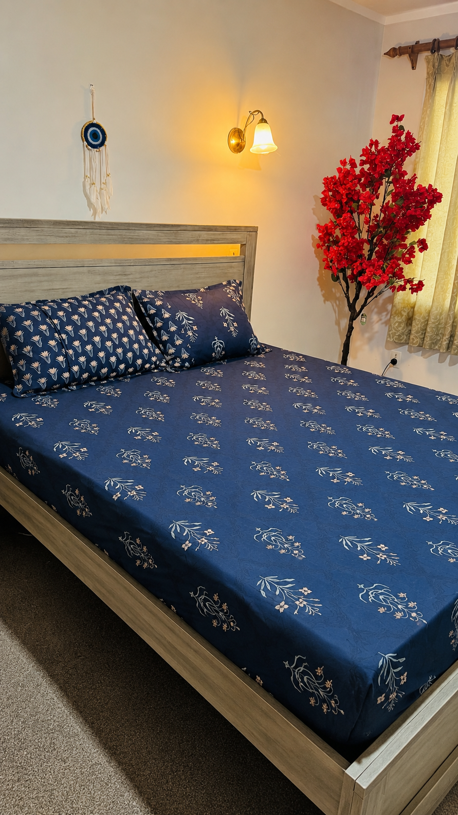 Midnight Flora Cotton Fitted Bedsheet
