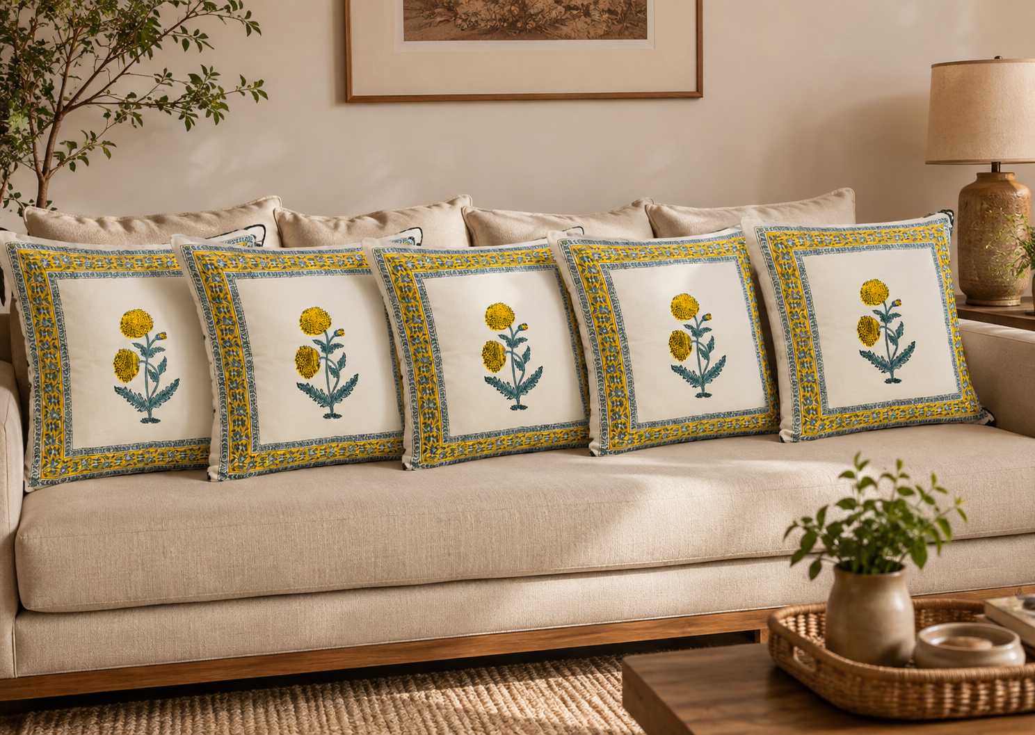 Gulmohar Garden Cushion Cover