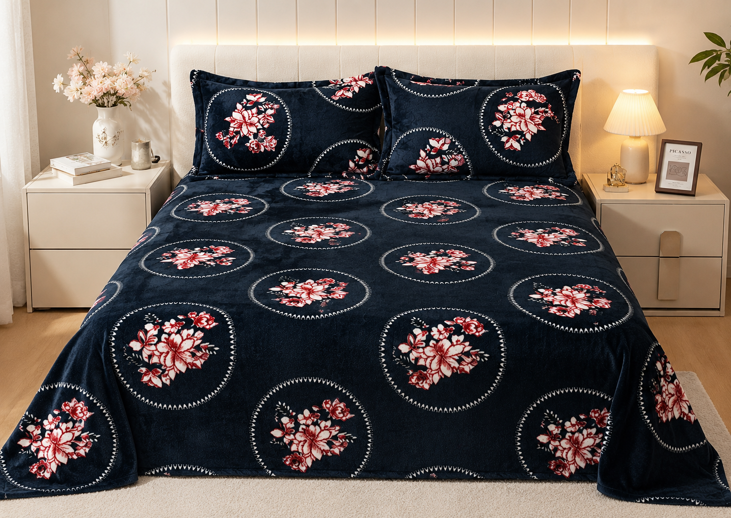 Elegant Bloom Woolen Bedsheet