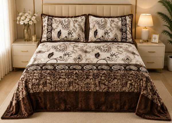 Sandstone Floral Woolen Bedsheet
