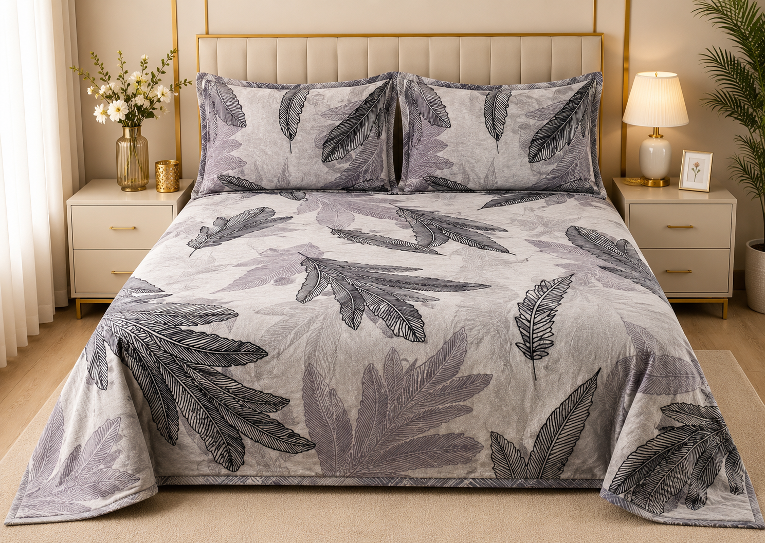Earth Bloom Plush Woolen Bedsheet