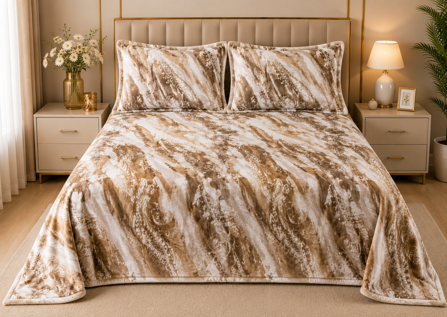 Taupe Garden Woolen Bedsheet