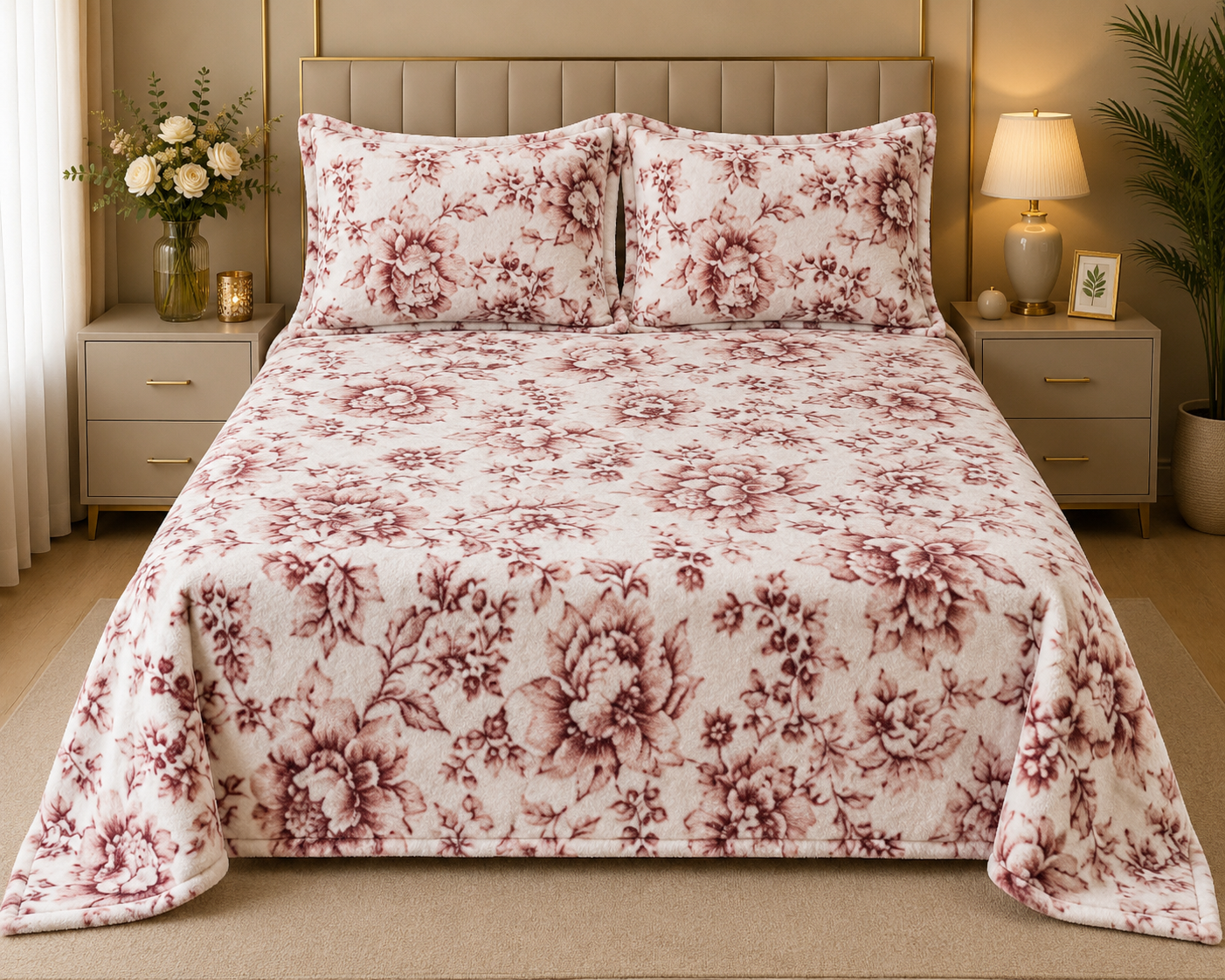 Aurora Blush Woolen Bedsheet