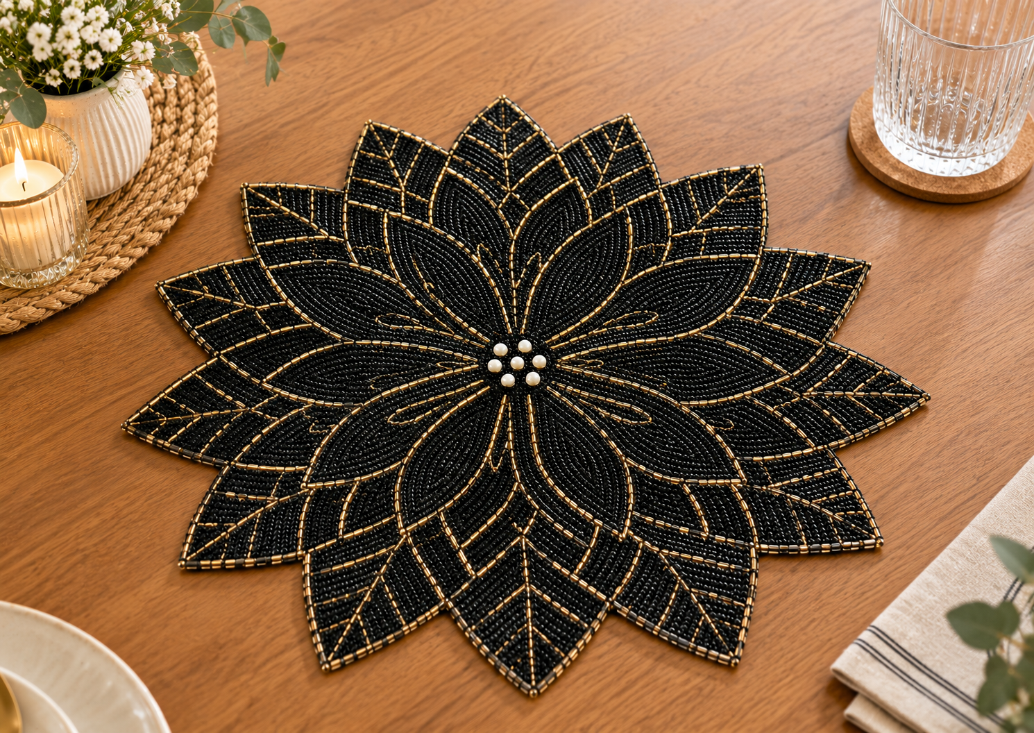 Handcrafted Black Lotus Elegance