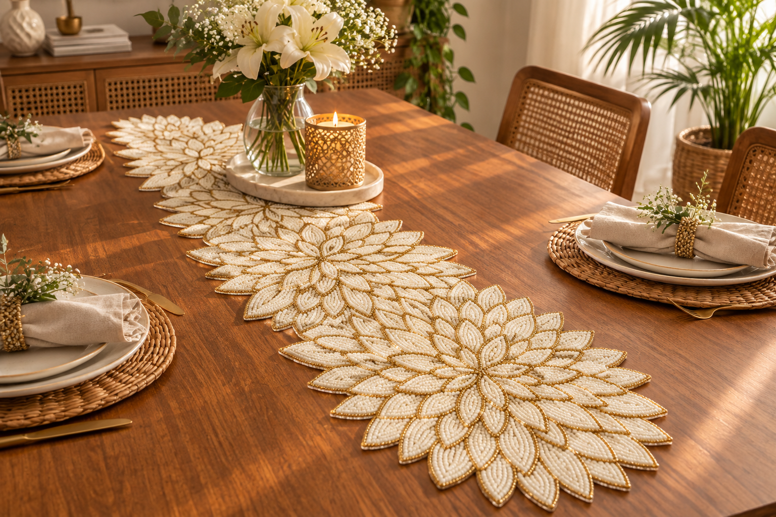 Golden Petal Table Runner