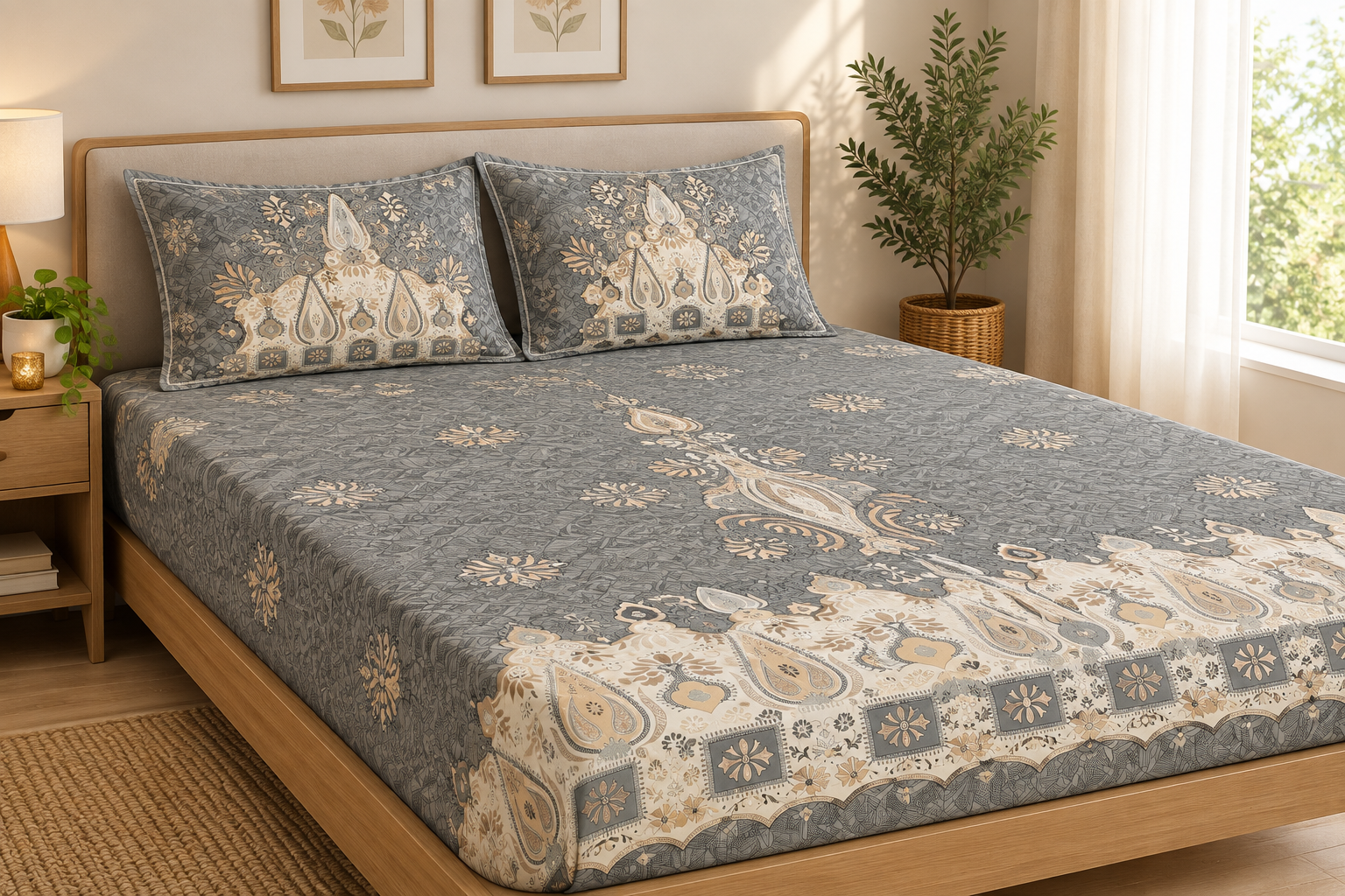 Rajwada Print King / Super King Fitted Bedsheet