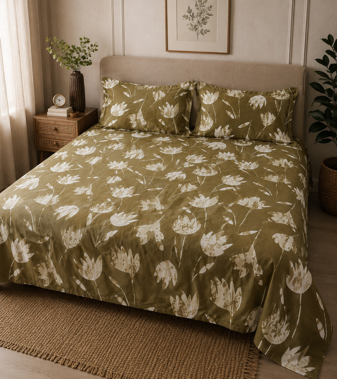 Green Heritage Cotton Bedsheet