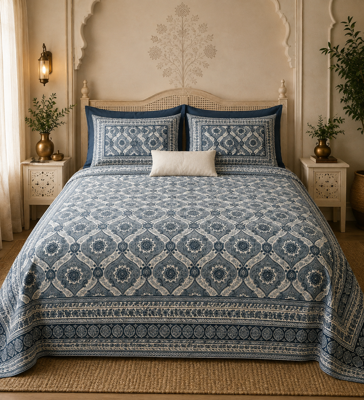 Gul-e-Sabz Cotton Bedsheet