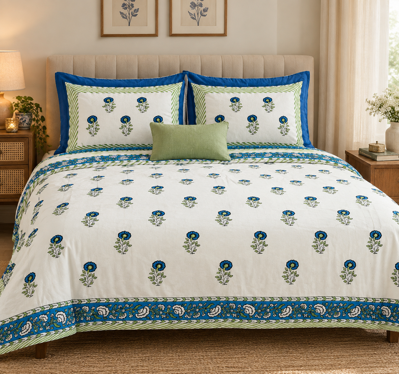 Blue Sapphire Cotton bedsheet