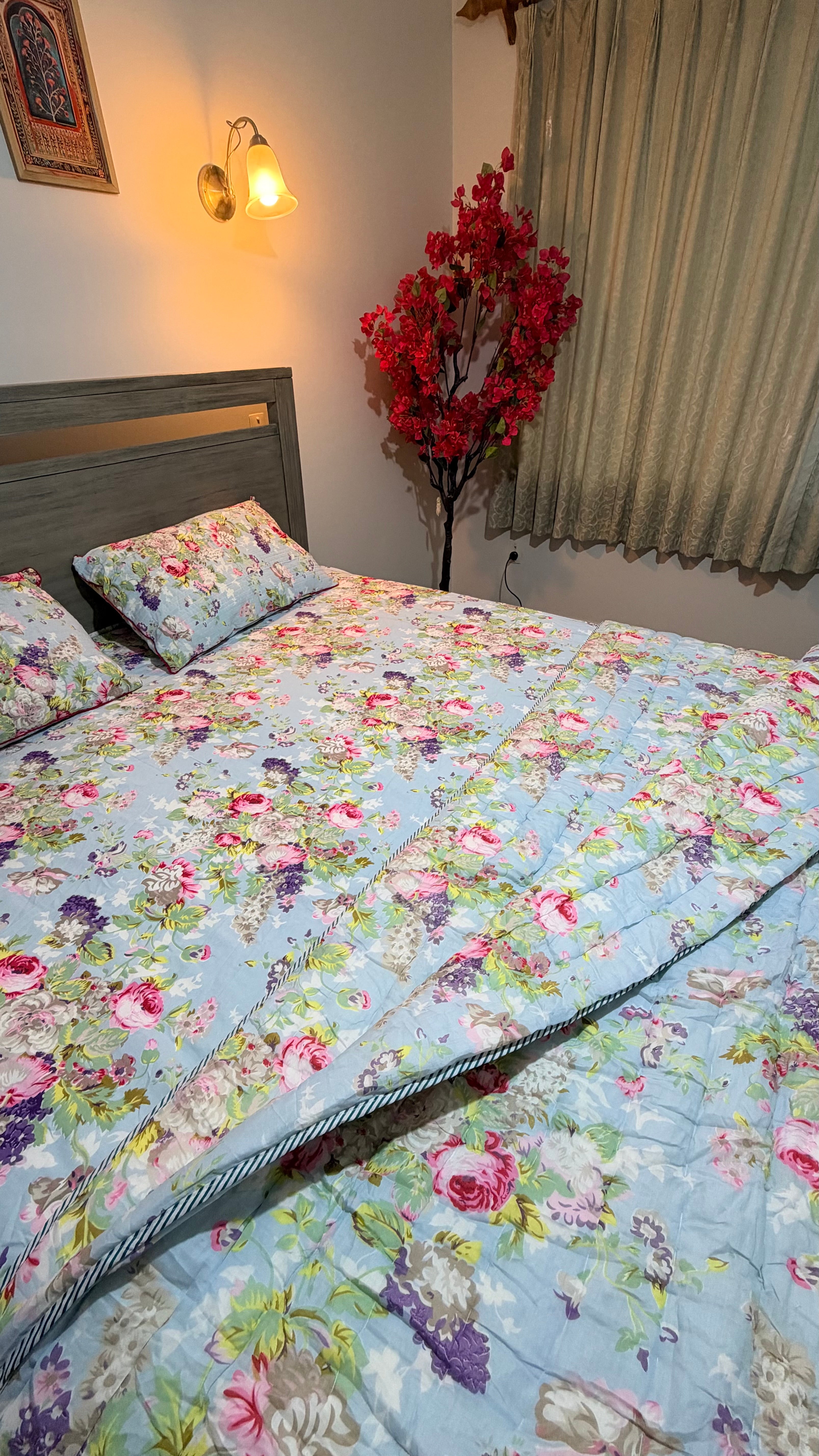 Hand Block Printed Cotton Queen Bedding Set – Noor Floral Elegance