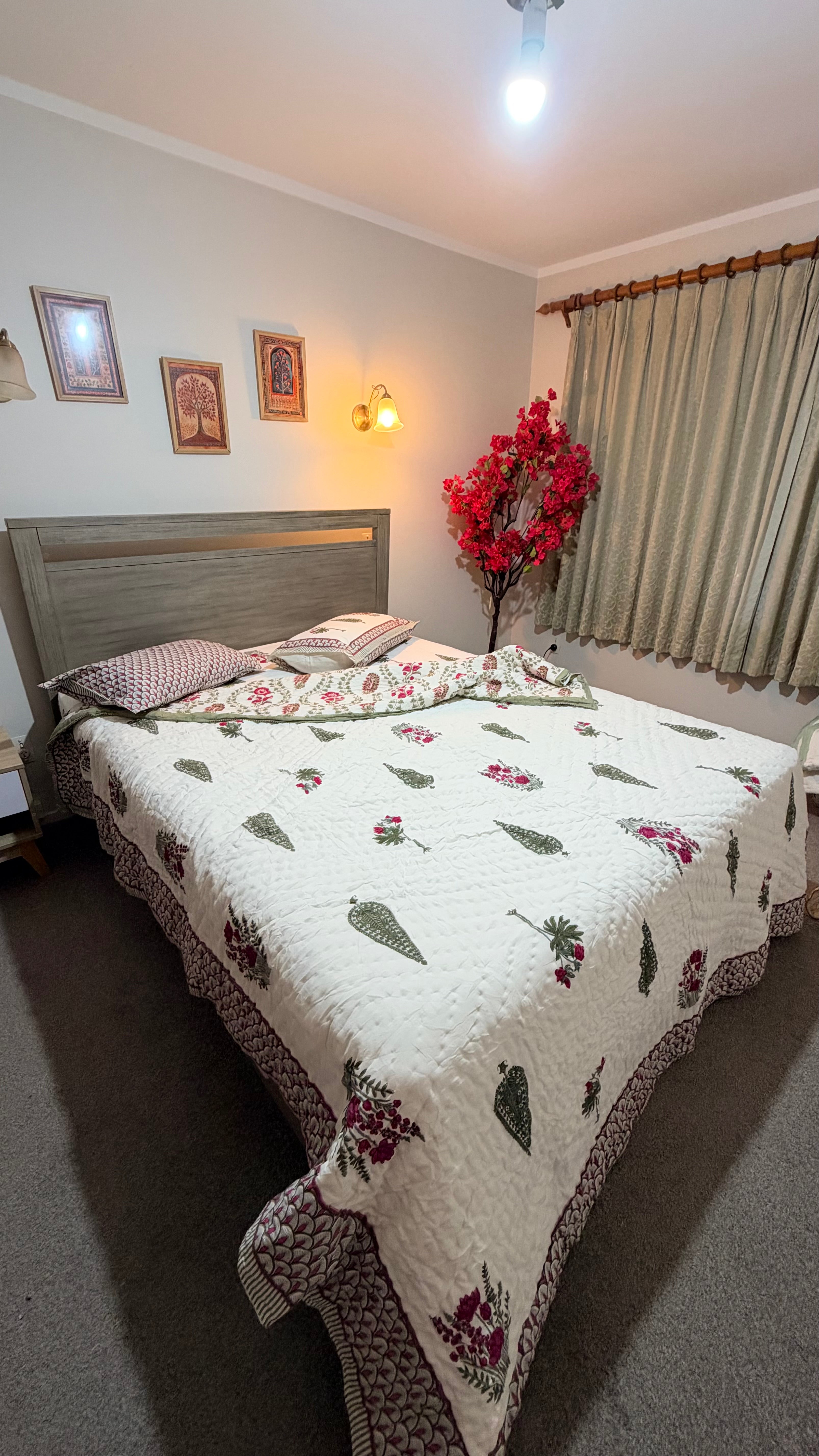 Hand Block Printed Cotton Queen Bedding Set – Royal Mughal Bloom