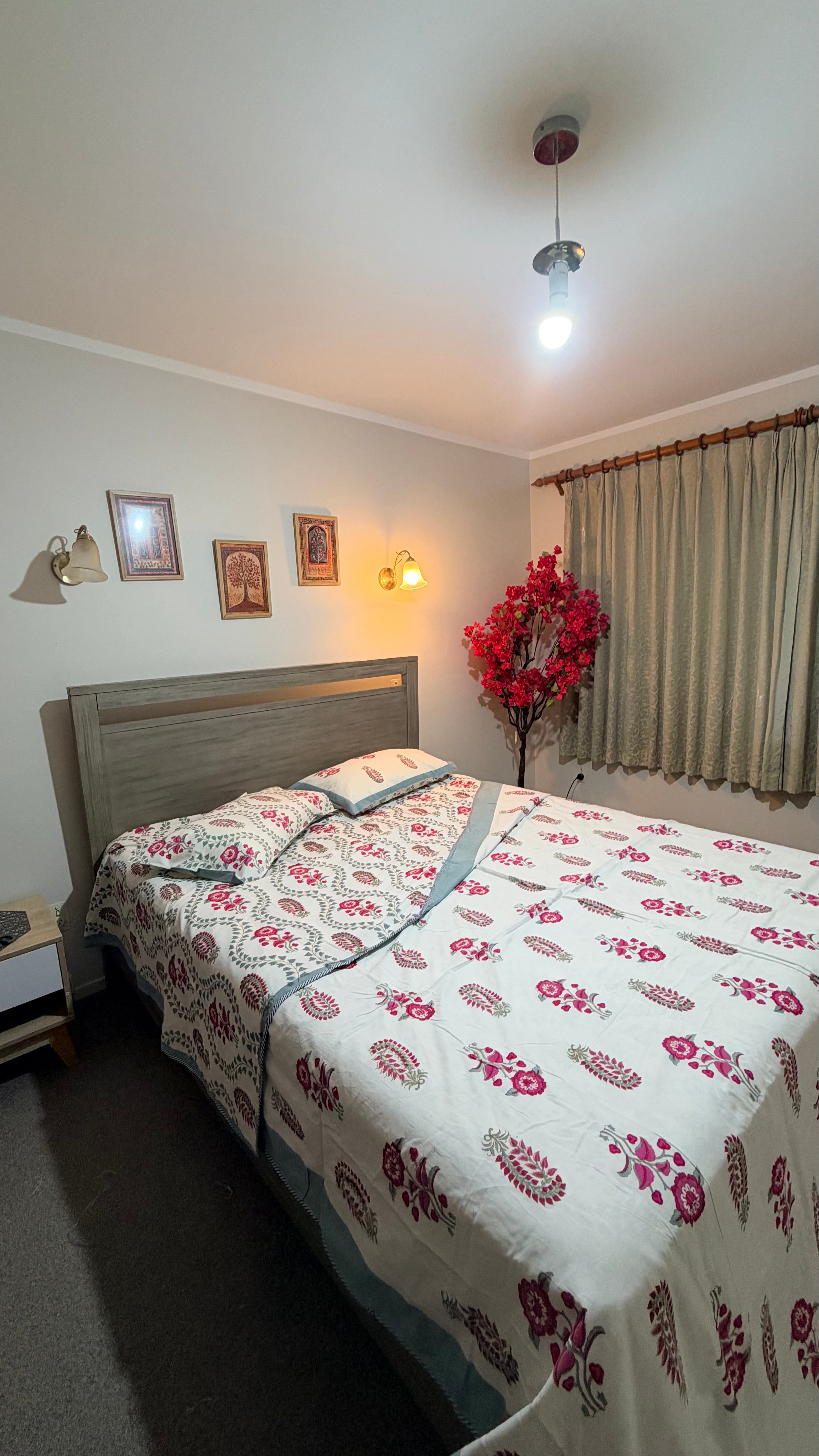 Hand Block Printed Mulmul Cotton Bedsheet and Dohar Set - Gulmohar Bloom