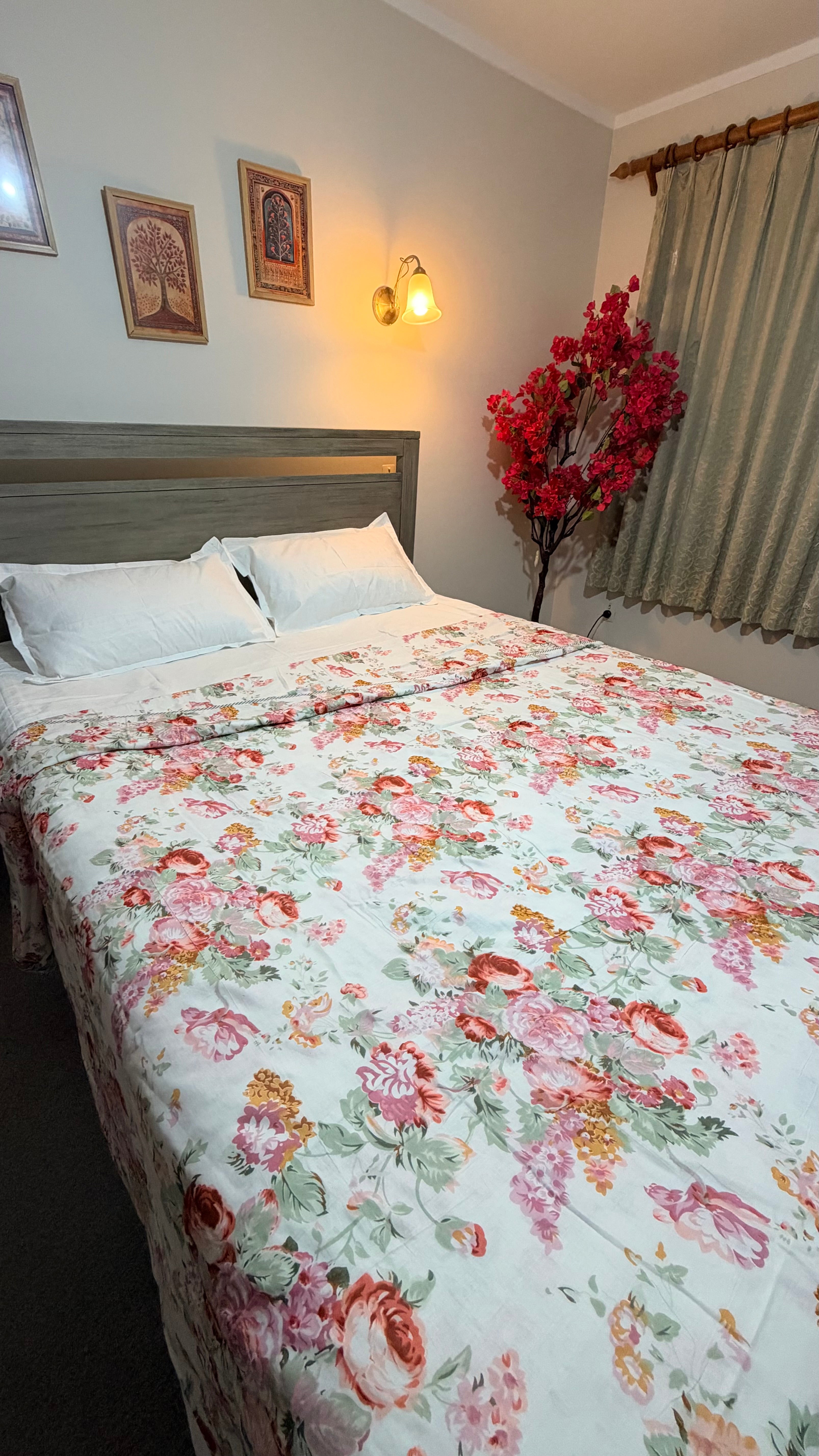 Hand Block Printed Mulmul Cotton Dohar - Blush Blossom Grove