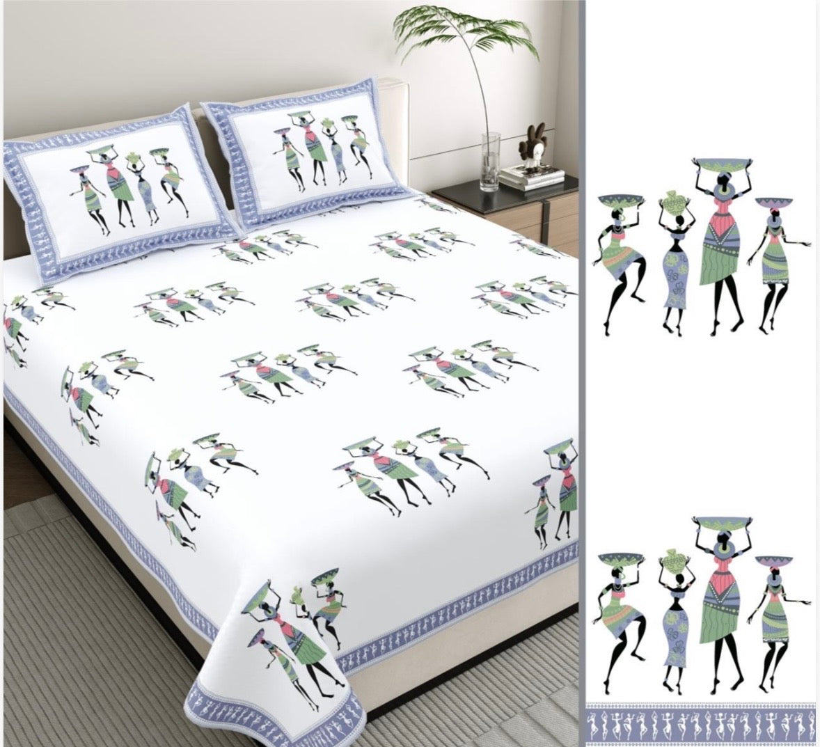 Dancing Tribe Cotton Flat Bedsheet