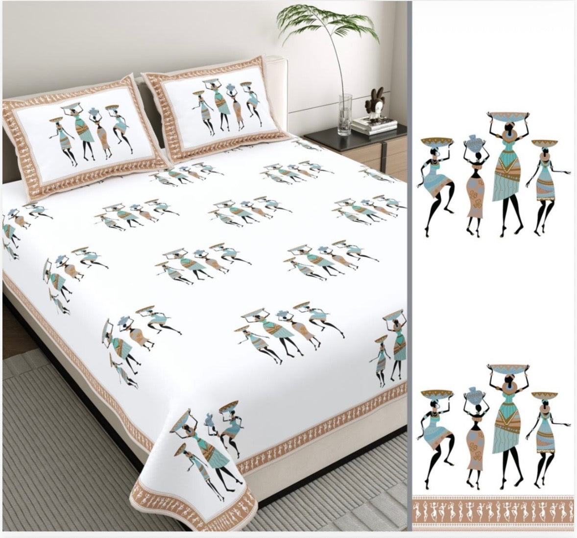 Dancing Tribe Cotton flat Bedsheet