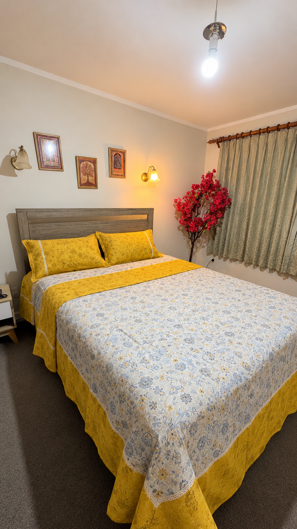 Mustard Bloom Cotton Bedsheet Set - King / Super King / California King