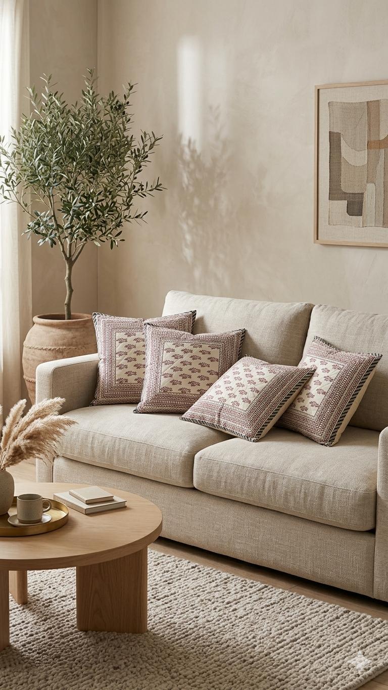 Sanganeri Blossom Hand Block Cotton Cushion Cover