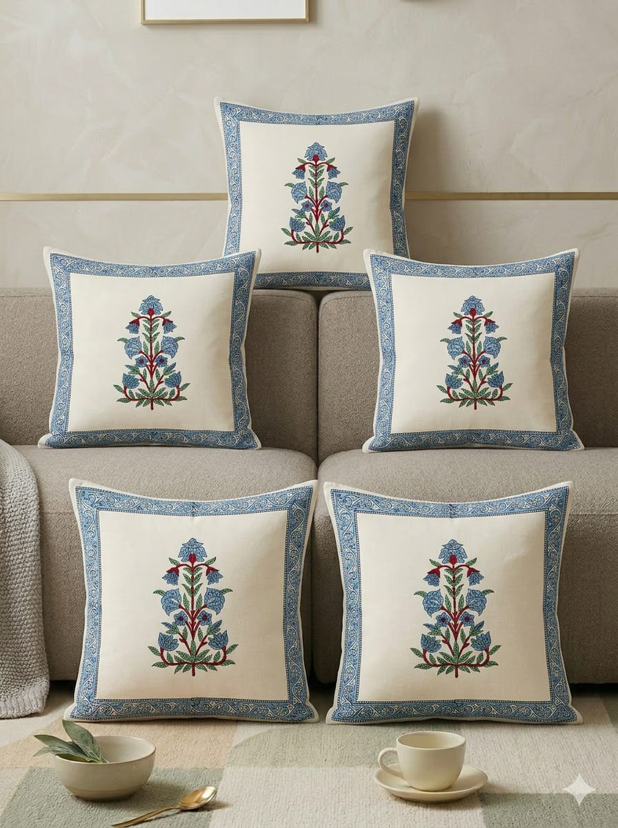Kesariya Bloom Cushion Cover