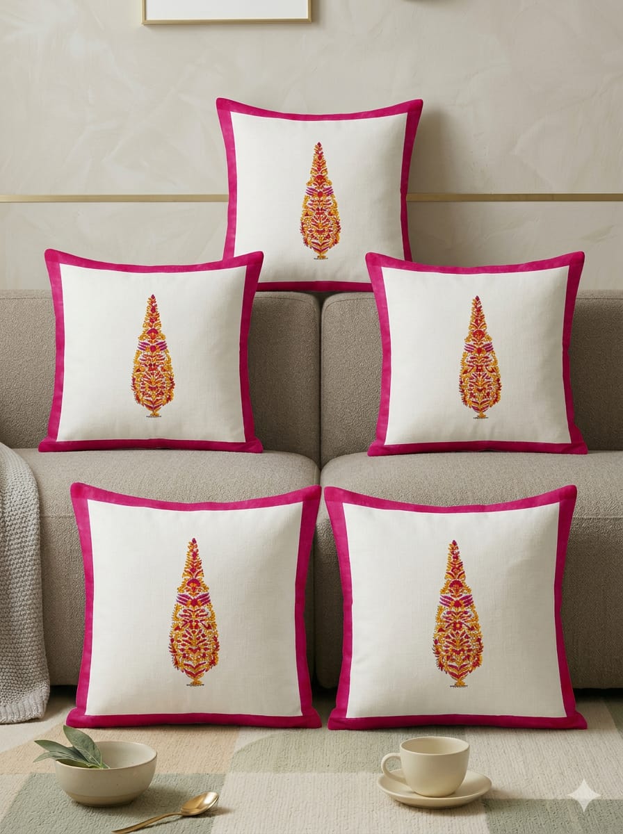 Gulabi Bloom Cushion Cover