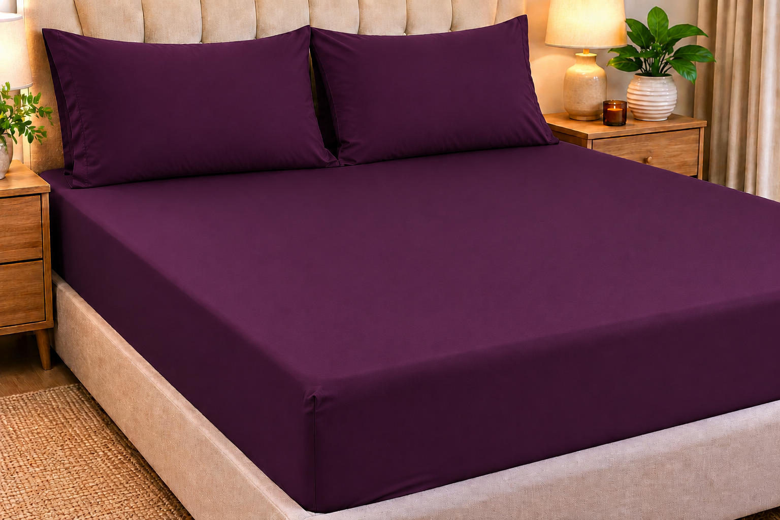 Queen Solid colouts fitted bedsheet