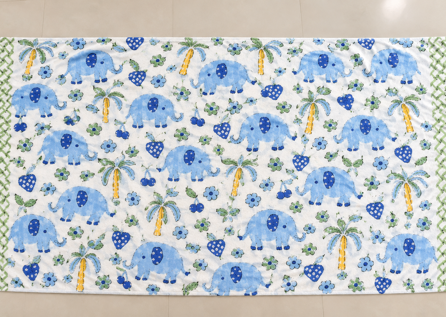 Pure Cotton Kids Towel - Blue Elephant